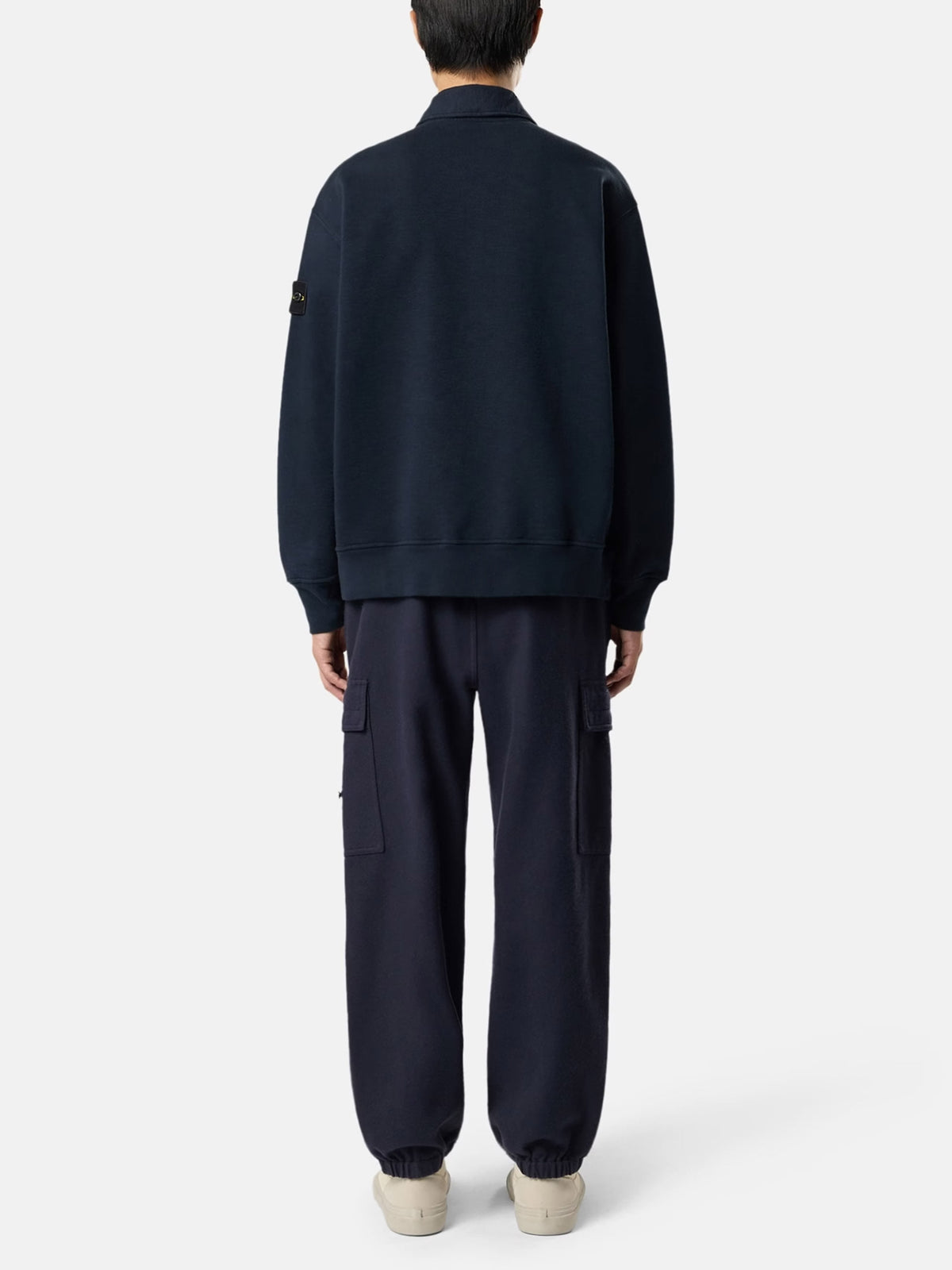 Stone island Polo-Sweatshirt aus Baumwollfleece für Herren Navyblau