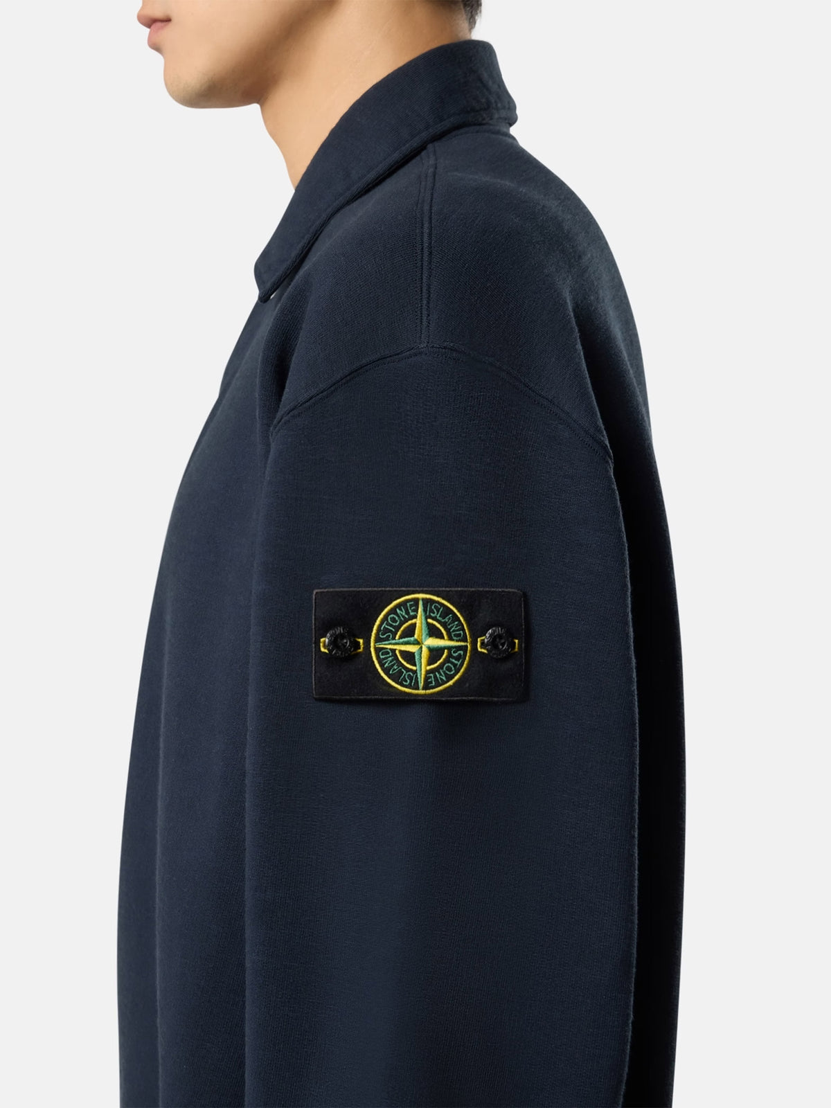 Stone island Polo-Sweatshirt aus Baumwollfleece für Herren Navyblau