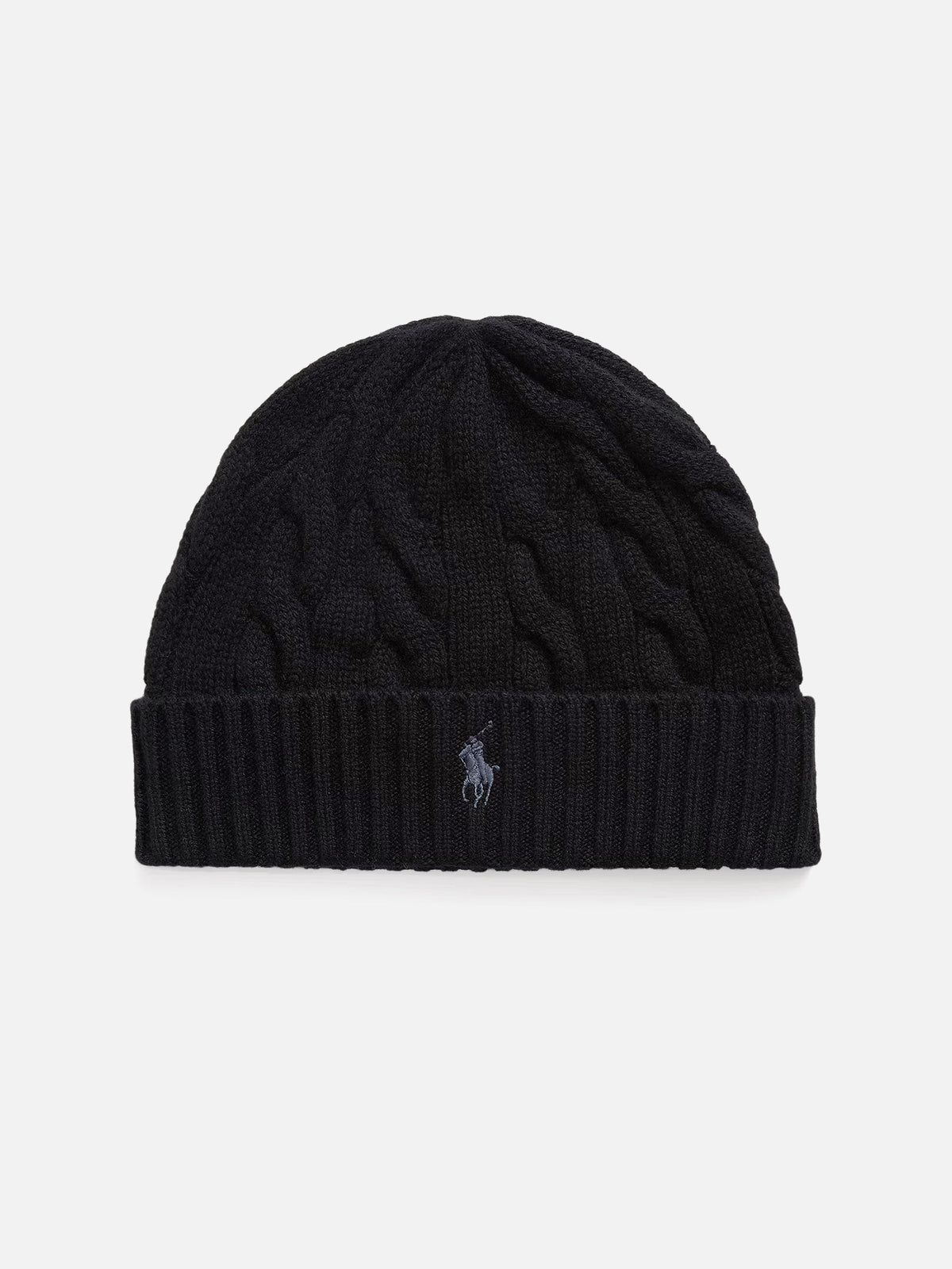 Polo Ralph Lauren – Mütze aus Wolle und Kaschmir mit Zopfmuster Polo-Schwarz - Polo Black