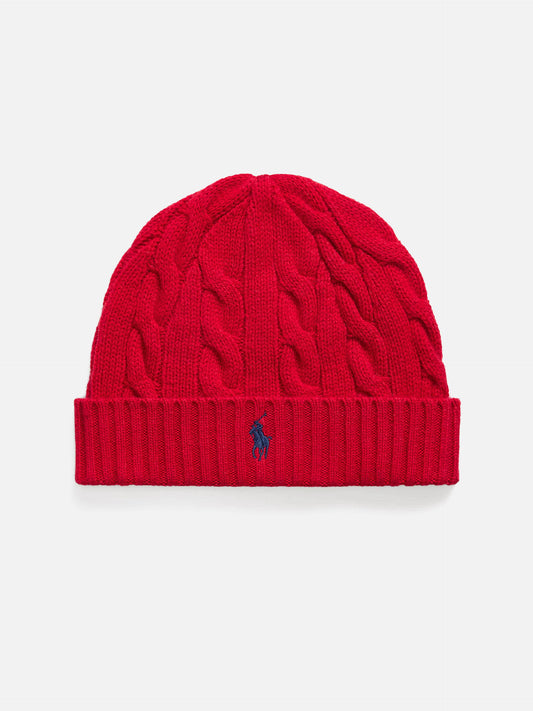 Polo Ralph Lauren – Mütze aus Wolle und Kaschmir mit Zopfmuster Park-Ave-Rot - Park Ave Red