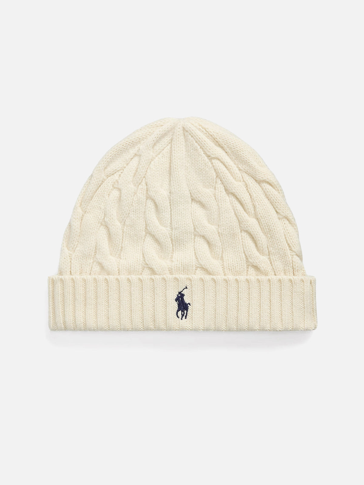 Polo Ralph Lauren – Mütze aus Wolle und Kaschmir mit Zopfmuster Cremeweiß - Cream White