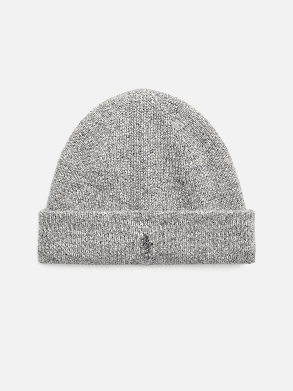 Polo Ralph Lauren – Strickmütze aus Kaschmir mit Pony-Logo Fawn Grey Heather