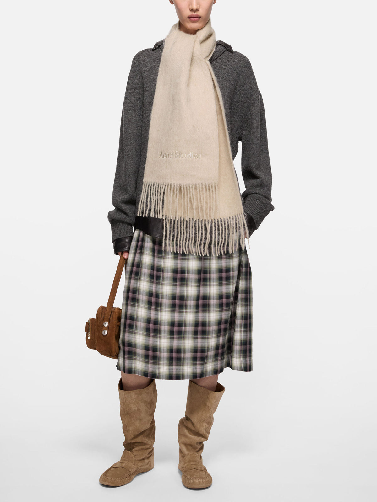 Acne studios Schal aus Alpaka und Wolle mit Logo Beige