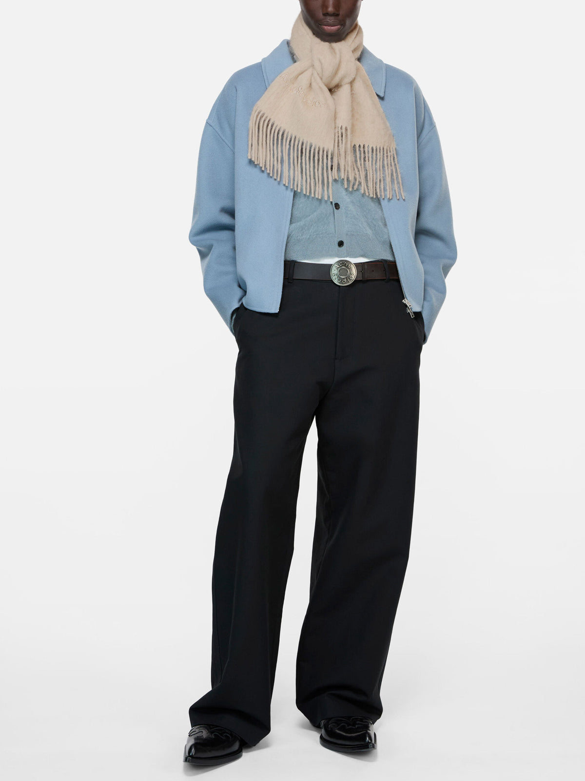 Acne studios Schal aus Alpaka und Wolle mit Logo Beige