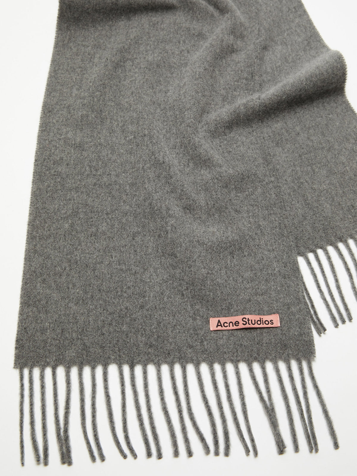 Acne Studios – Schmaler Schal aus Wolle mit Fransen Grau Melange - Grey Melange