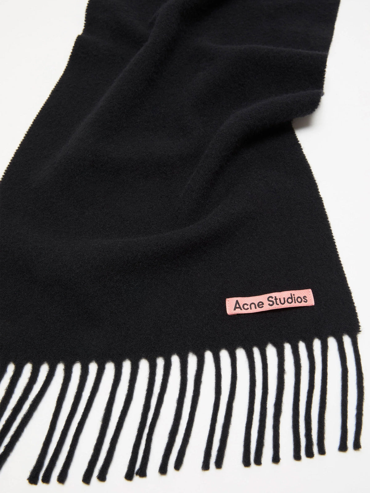 Acne Studios – Schmaler Schal aus Wolle mit Fransen Schwarz - Black