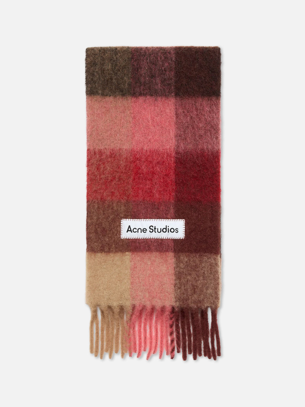 Acne Studios – Karierter Mohair-Schal mit Logo Rot/Beige - Red/Beige