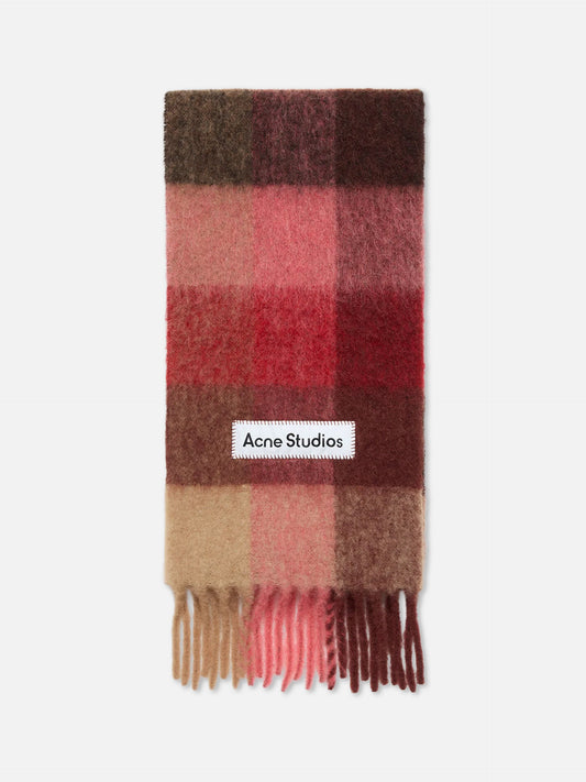 Acne Studios – Karierter Mohair-Schal mit Logo Rot/Beige - Red/Beige