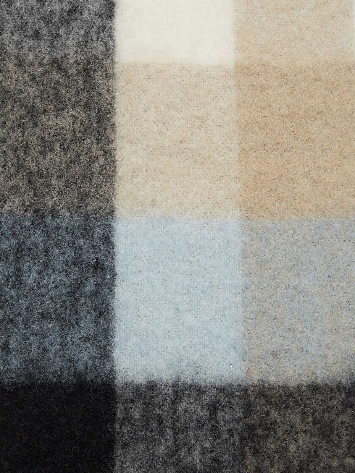 Acne Studios – Karierter Mohair-Schal mit Logo Beige/Blau/Schwarz - Beige/Blue/Black