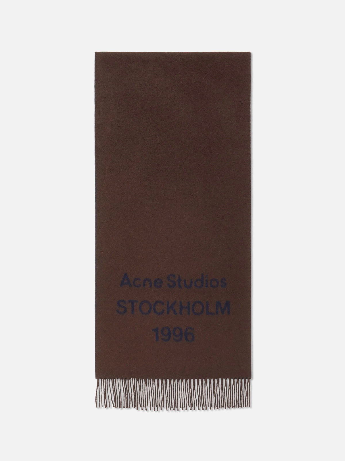 Acne Studios – Breiter Schal aus Wolle mit 1996-Logo Braun/Dunkelblau - Brown/Dark Blue