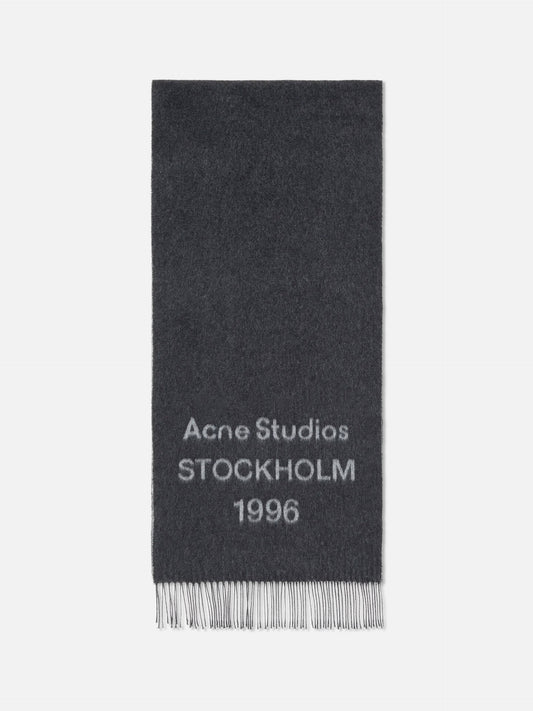 Acne Studios – Breiter Schal aus Wolle mit 1996-Logo Schwarz/Weiß - Black/White