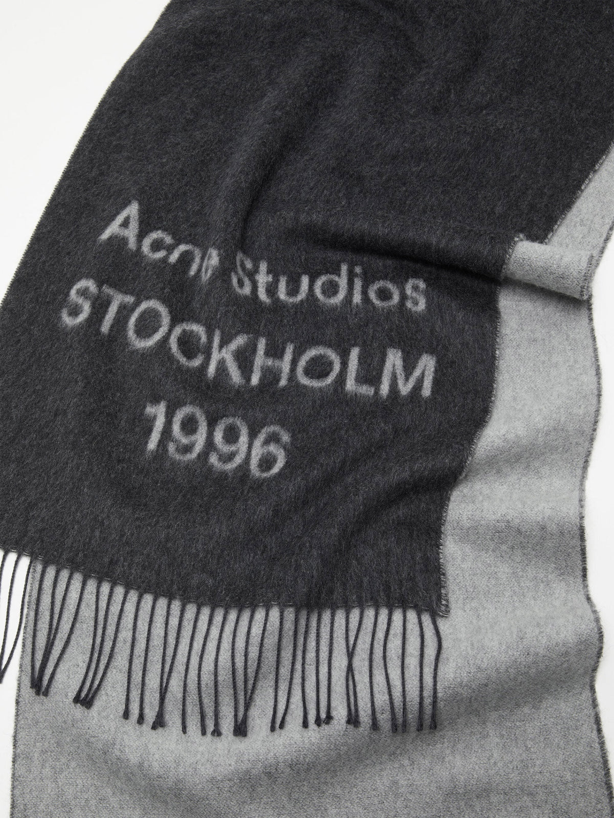 Acne Studios – Breiter Schal aus Wolle mit 1996-Logo Schwarz/Weiß - Black/White