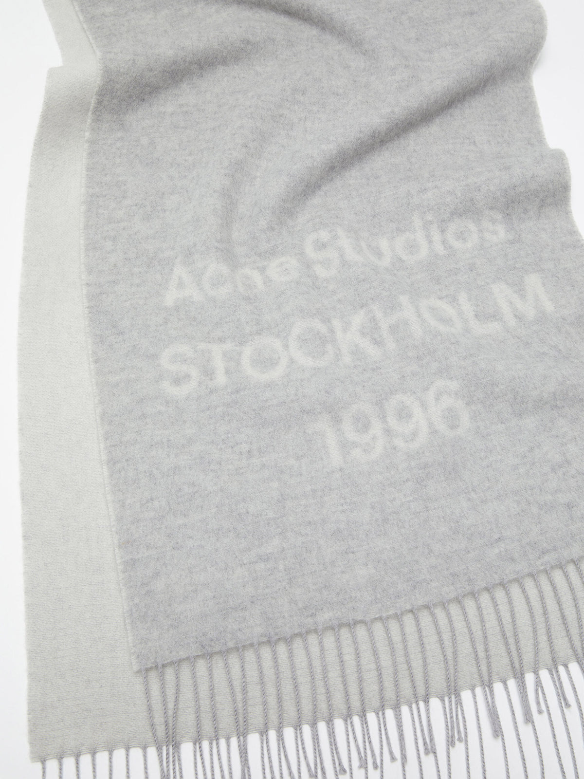 Acne Studios – Breiter Schal aus Wolle mit 1996-Logo Hellgrau/Weiß - Light Grey/White