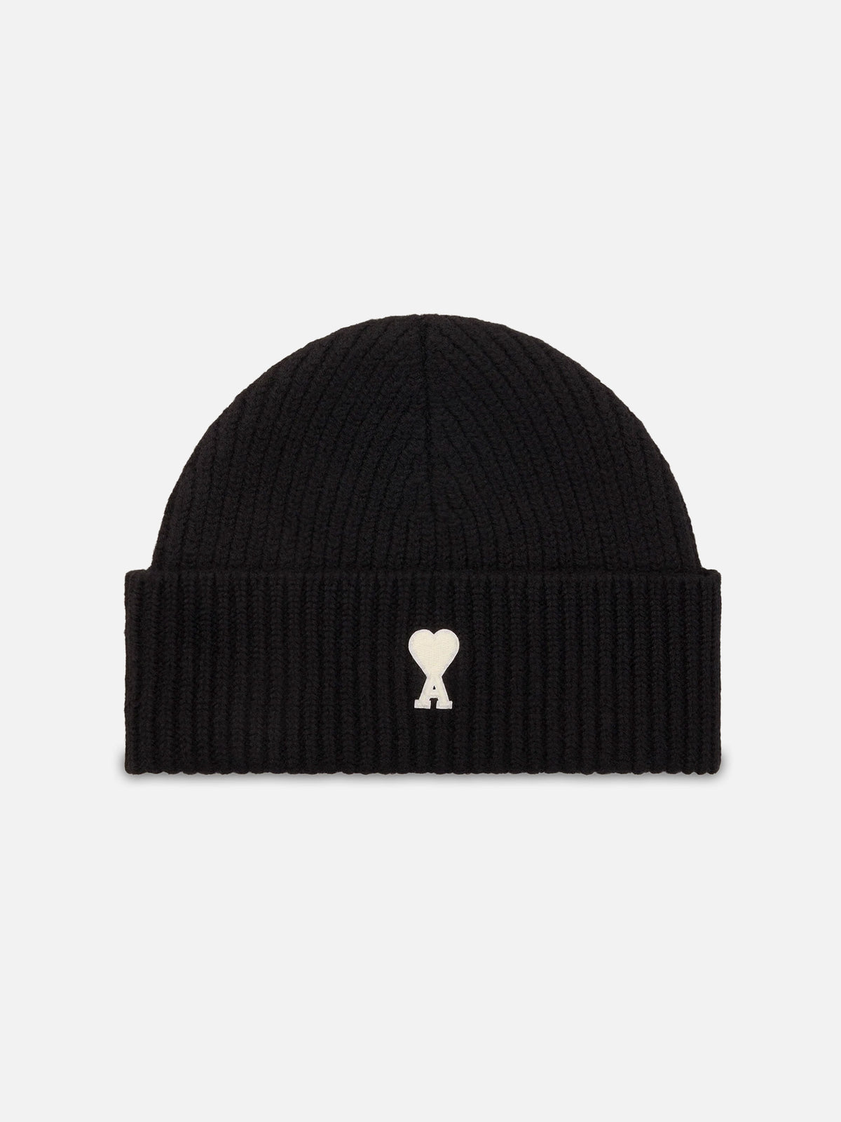 Ami Paris – Mütze aus Wolle mit Ami De Coeur Logo Schwarz/Weiß - Black/White