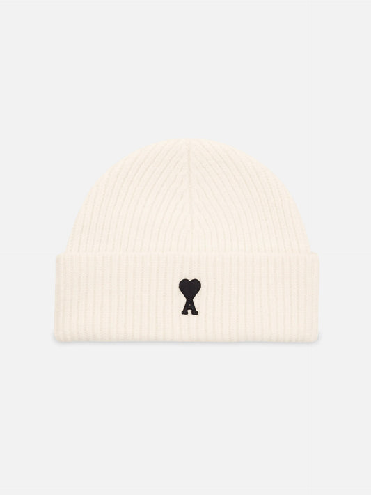 Ami Paris – Mütze aus Wolle mit Ami De Coeur Logo Off-White/Schwarz - Off-White/Black