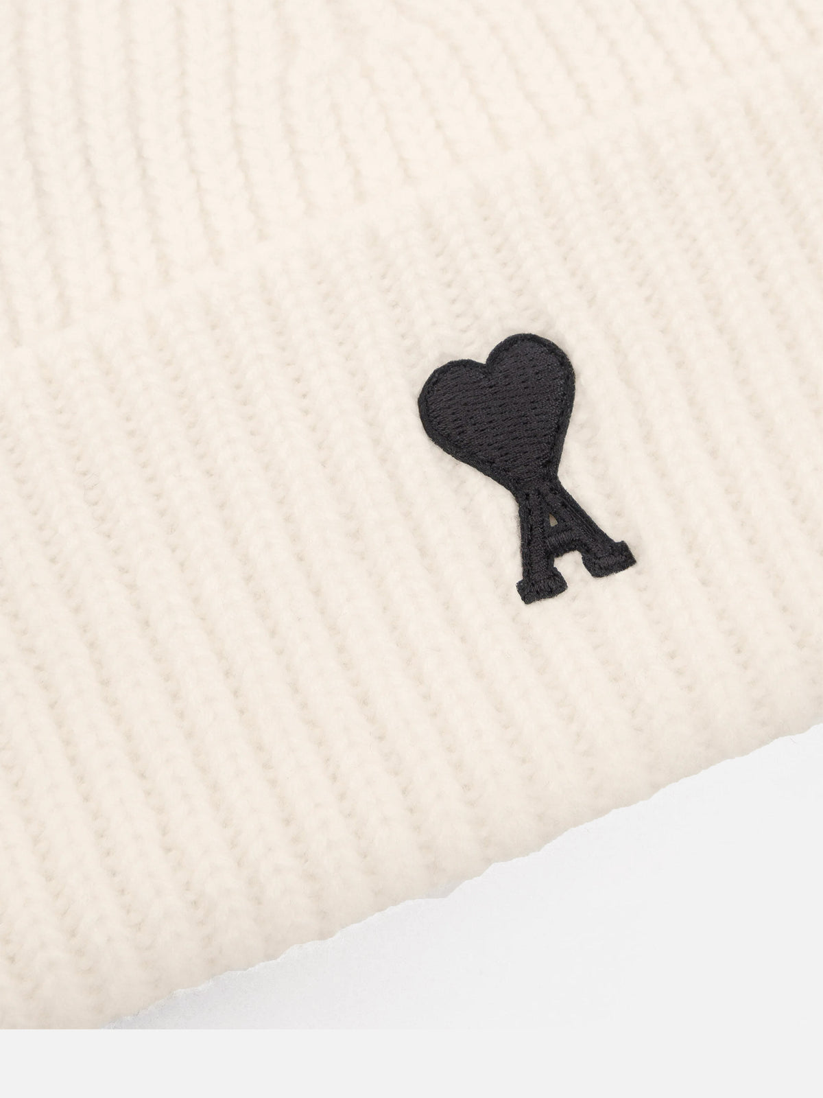 Ami Paris – Mütze aus Wolle mit Ami De Coeur Logo Off-White/Schwarz - Off-White/Black
