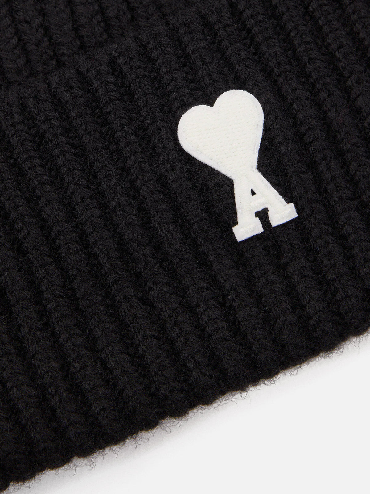 Ami Paris – Mütze aus Wolle mit Ami De Coeur Logo Schwarz/Weiß - Black/White