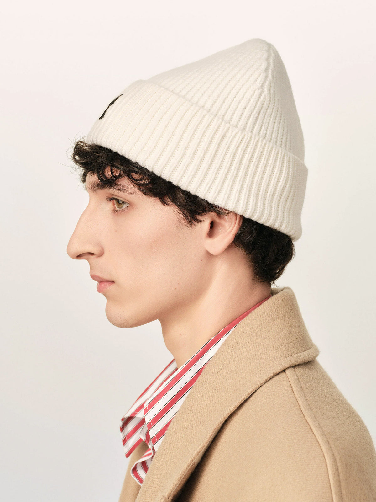 Ami Paris – Mütze aus Wolle mit Ami De Coeur Logo Off-White/Schwarz - Off-White/Black