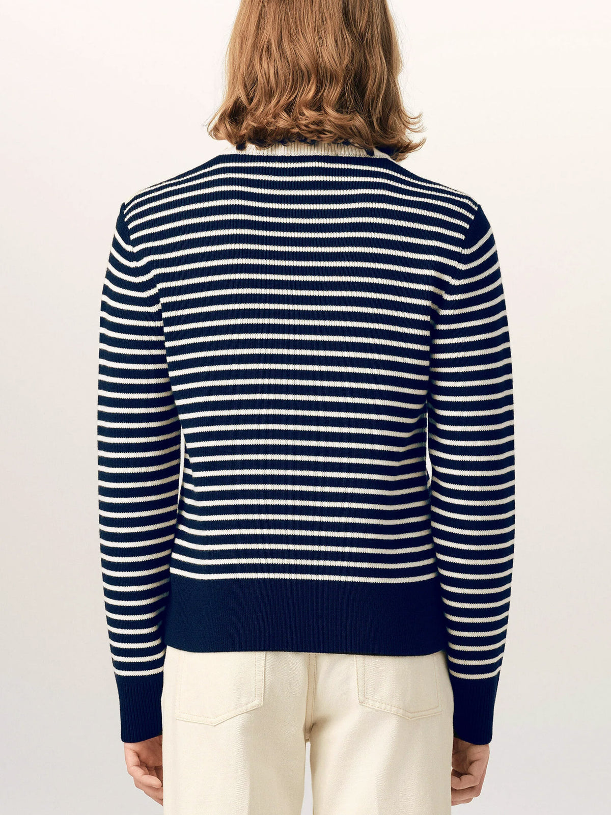 Ami paris Gestreifter Marinière-Pullover aus Wolle Navy/Weiß