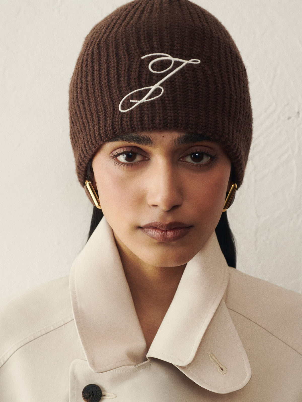 Jacquemus – Mütze Espiral aus Merinowolle mit Logo Dunkelbraun - Dark Brown