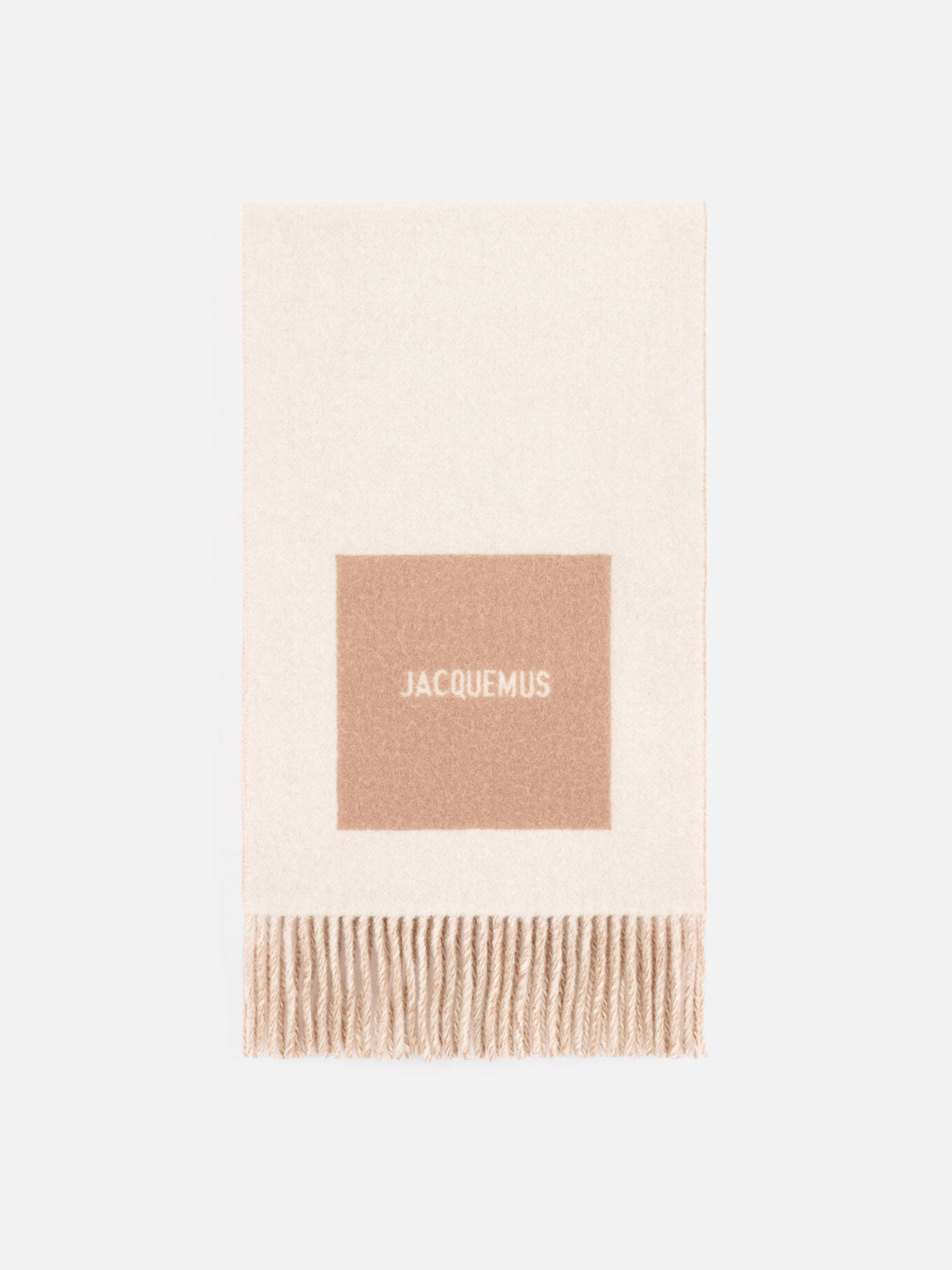 Jacquemus – Schal Rond Carré aus Wolle mit Logo Beige-Multi