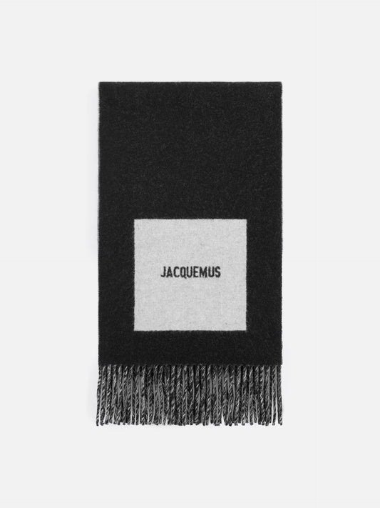 Jacquemus – Schal Rond Carré aus Wolle mit Logo Schwarz-Multi - Black-Multi