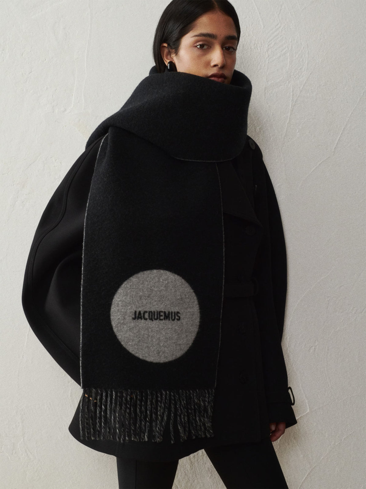 Jacquemus – Schal Rond Carré aus Wolle mit Logo Schwarz-Multi - Black-Multi