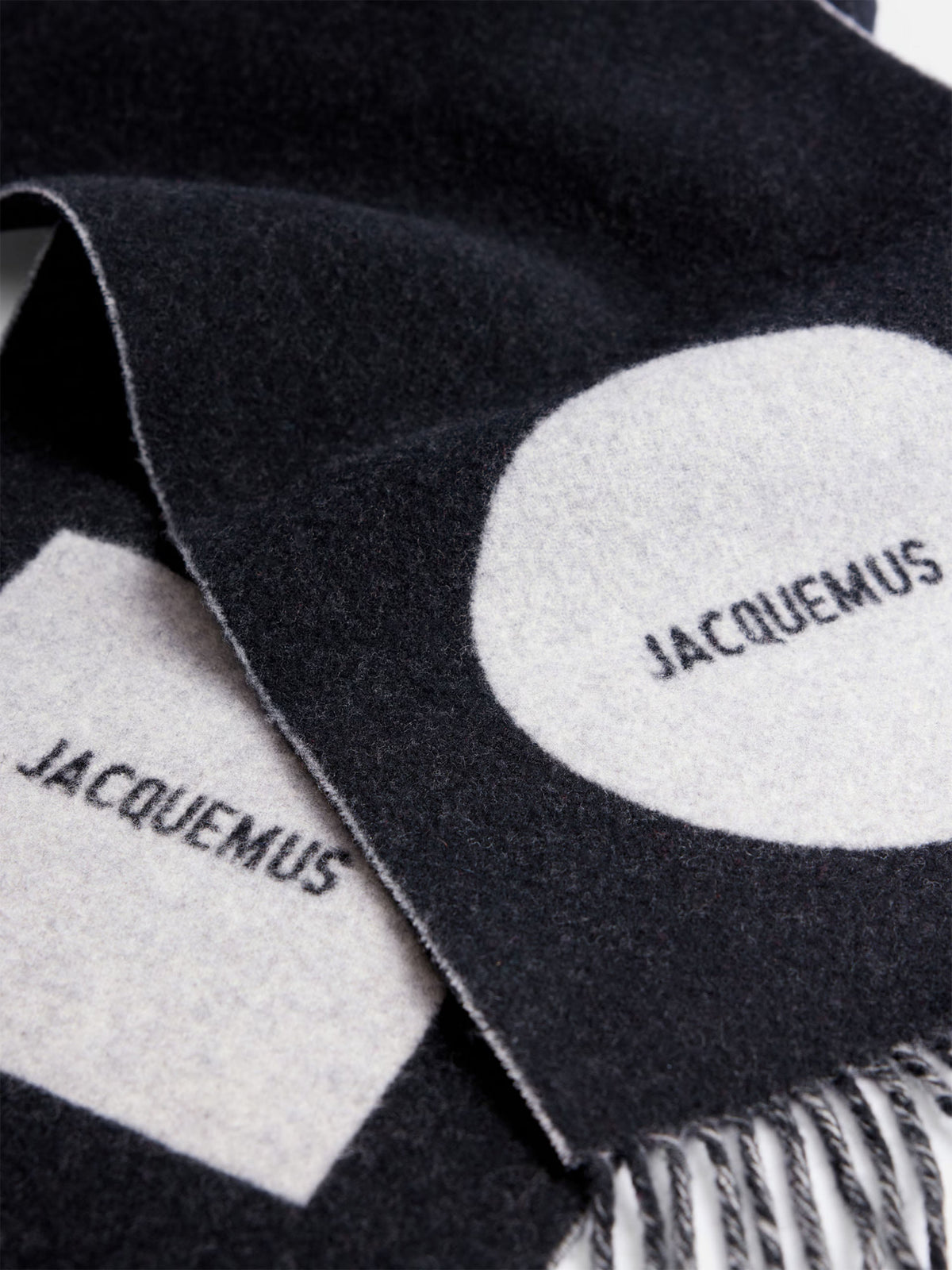 Jacquemus – Schal Rond Carré aus Wolle mit Logo Schwarz-Multi - Black-Multi