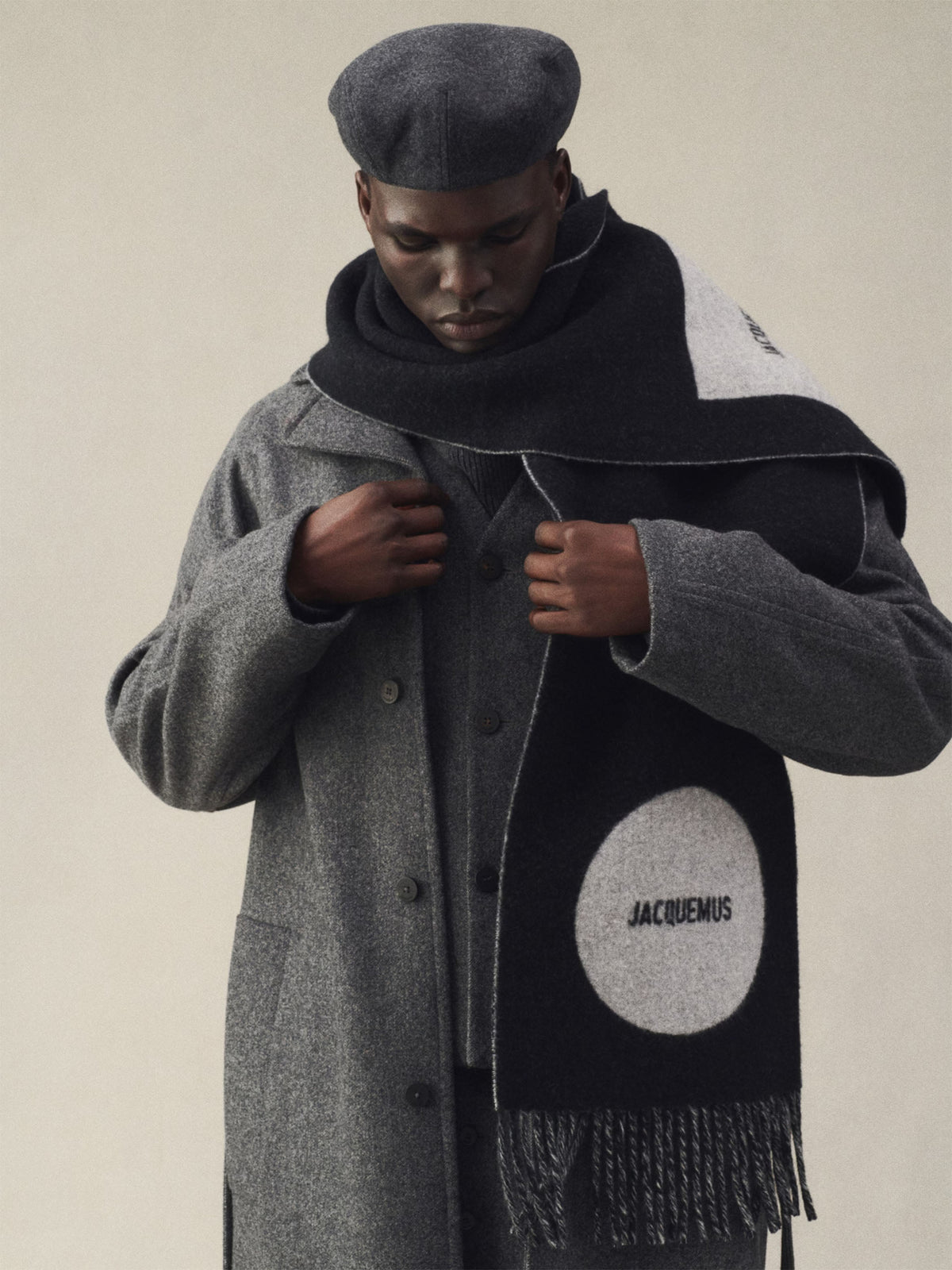 Jacquemus – Schal Rond Carré aus Wolle mit Logo Schwarz-Multi - Black-Multi