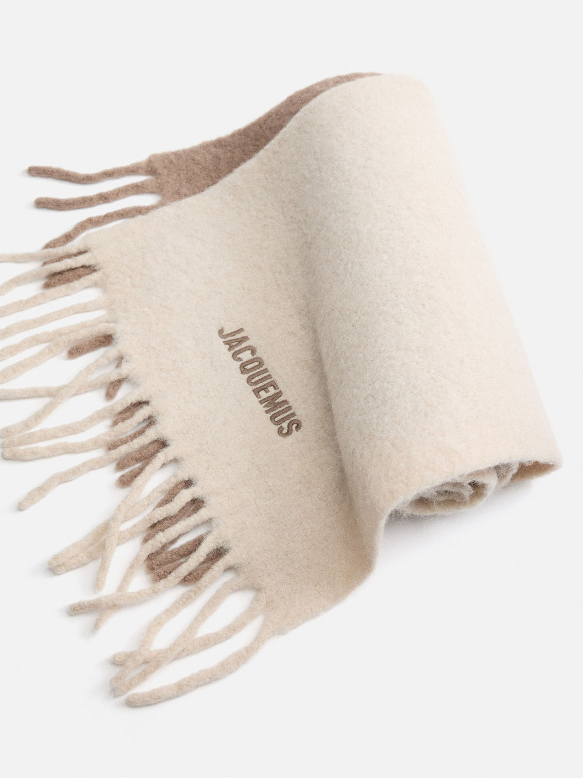 Jacquemus Alpaka-Schal Moisson mit Logo Multi-Beige