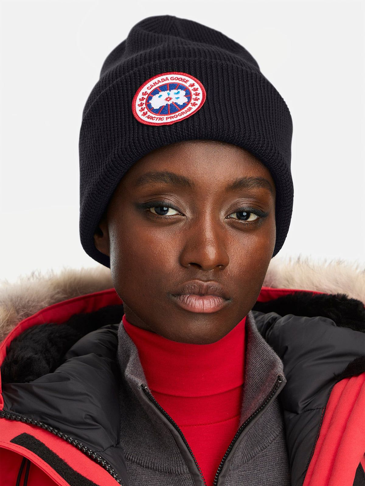 Canada Goose – Mütze Arctic Toque aus Merinowolle Schwarz/Rot - Black/Red