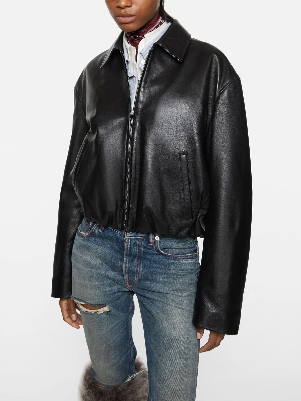 Bomberjacke aus Leder für Damen
