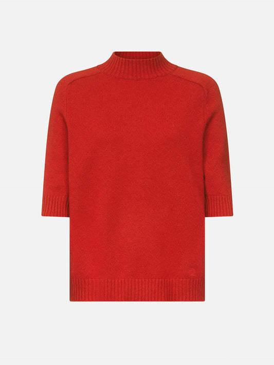 Loulou de saison Kurzarm-Pullover Ruth aus Kaschmir für Damen Rot Melange
