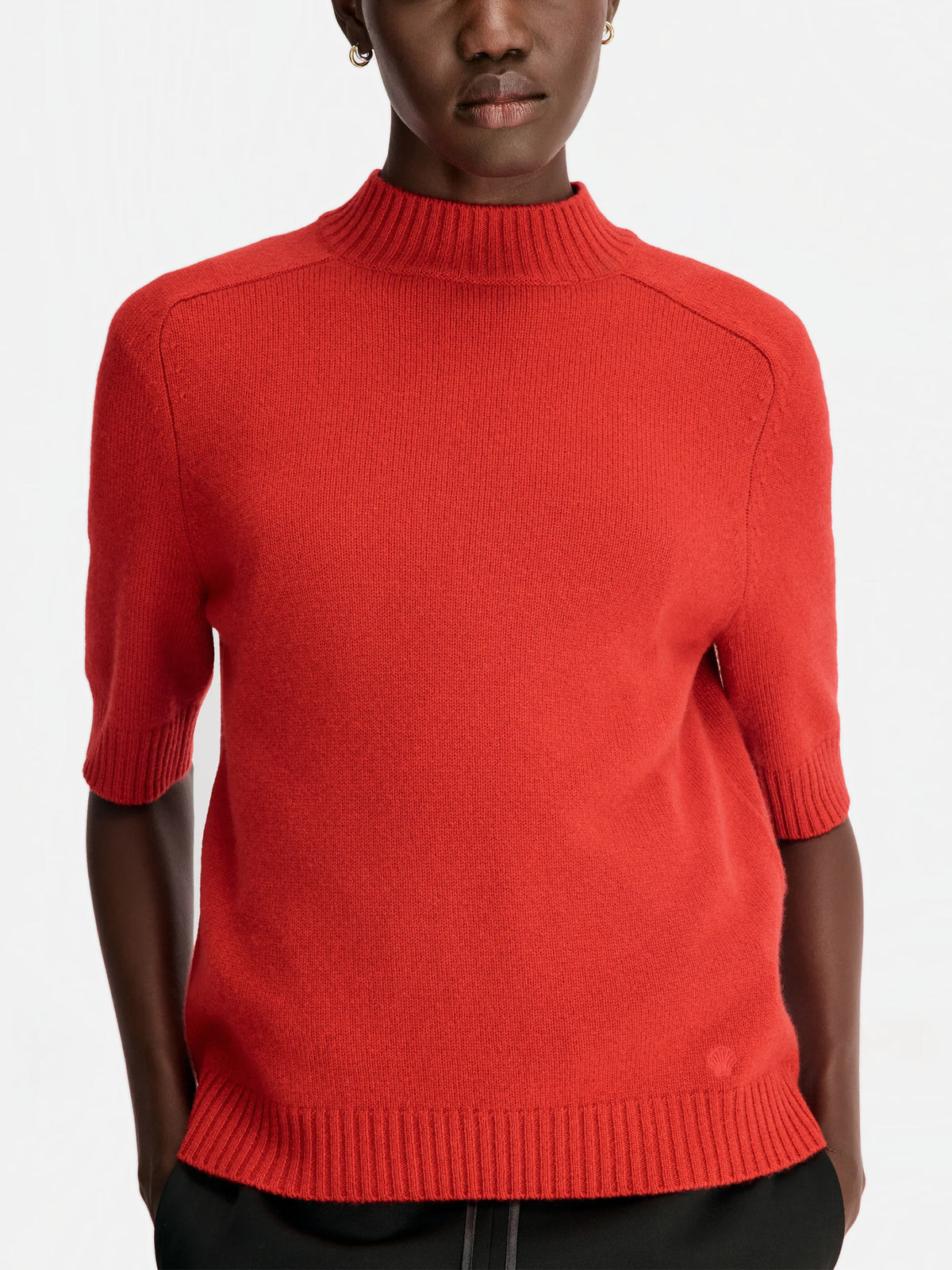 Loulou de saison Kurzarm-Pullover Ruth aus Kaschmir für Damen Rot Melange