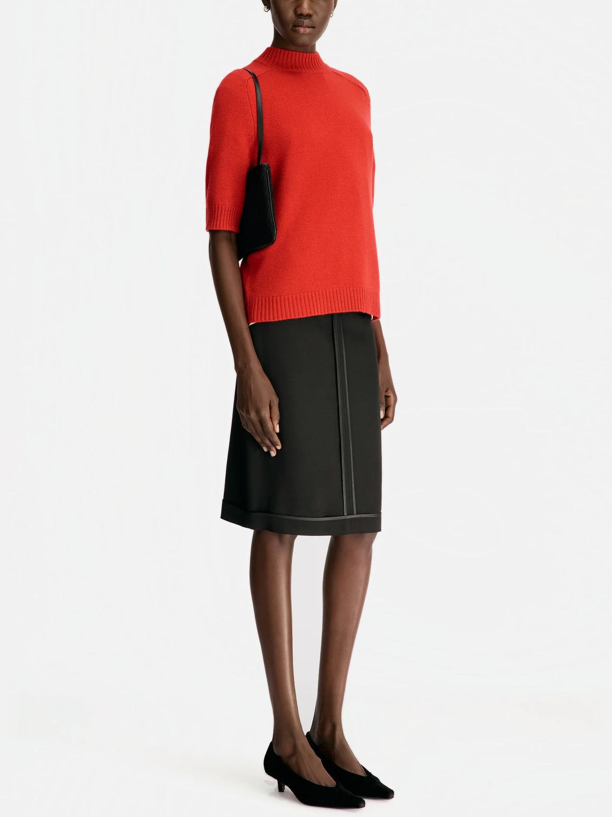 Loulou de saison Kurzarm-Pullover Ruth aus Kaschmir für Damen Rot Melange