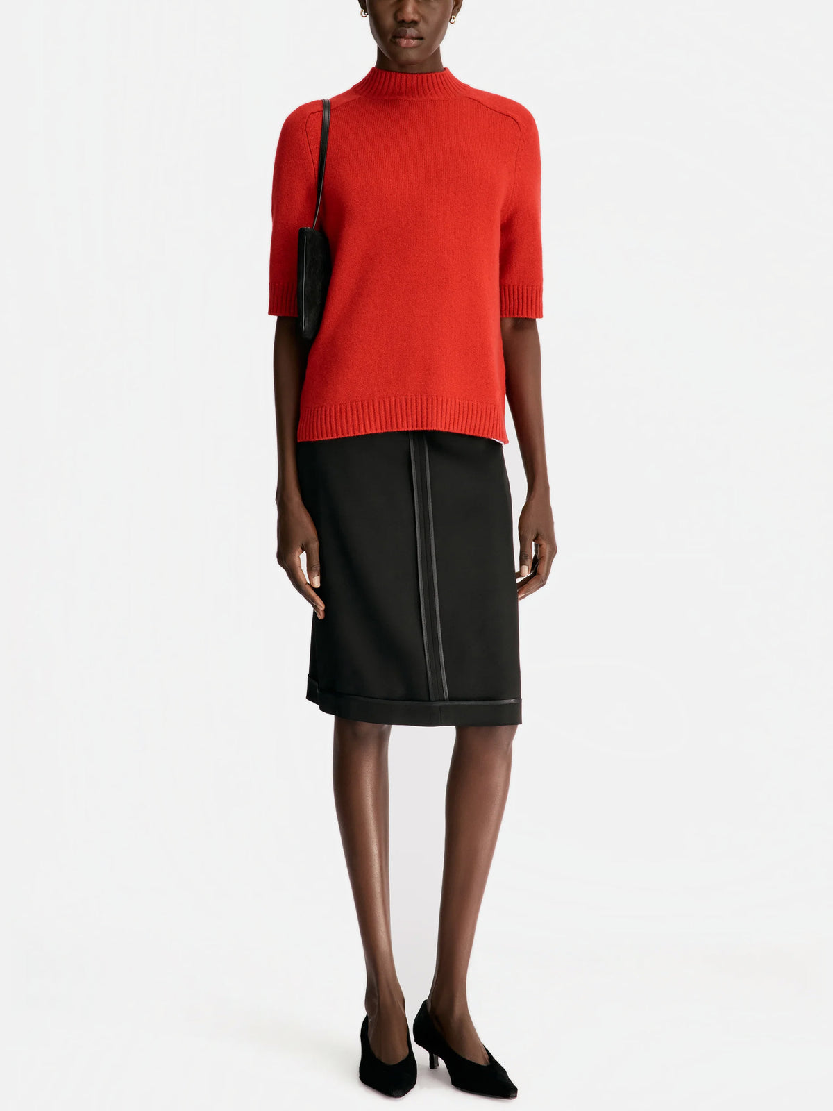 Loulou de saison Kurzarm-Pullover Ruth aus Kaschmir für Damen Rot Melange