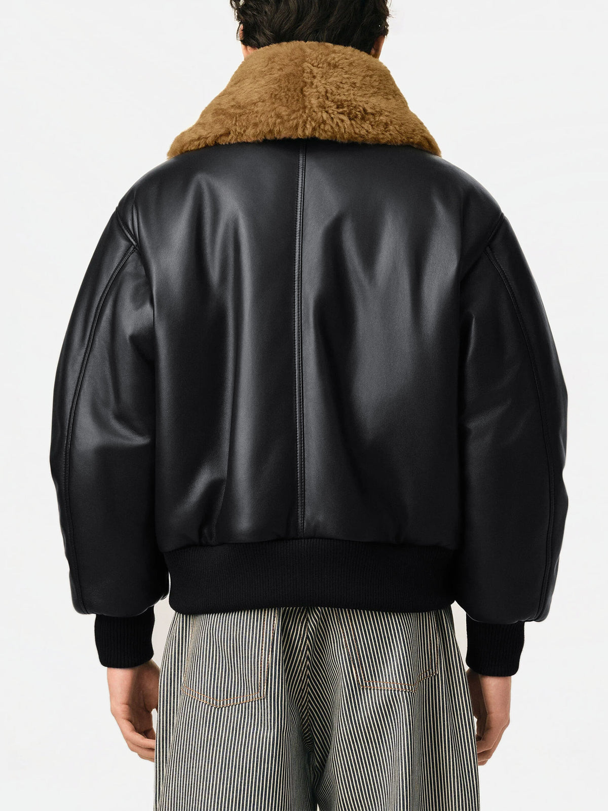 Ami paris Lederjacke mit Shearling-Kragen für Herren Schwarz