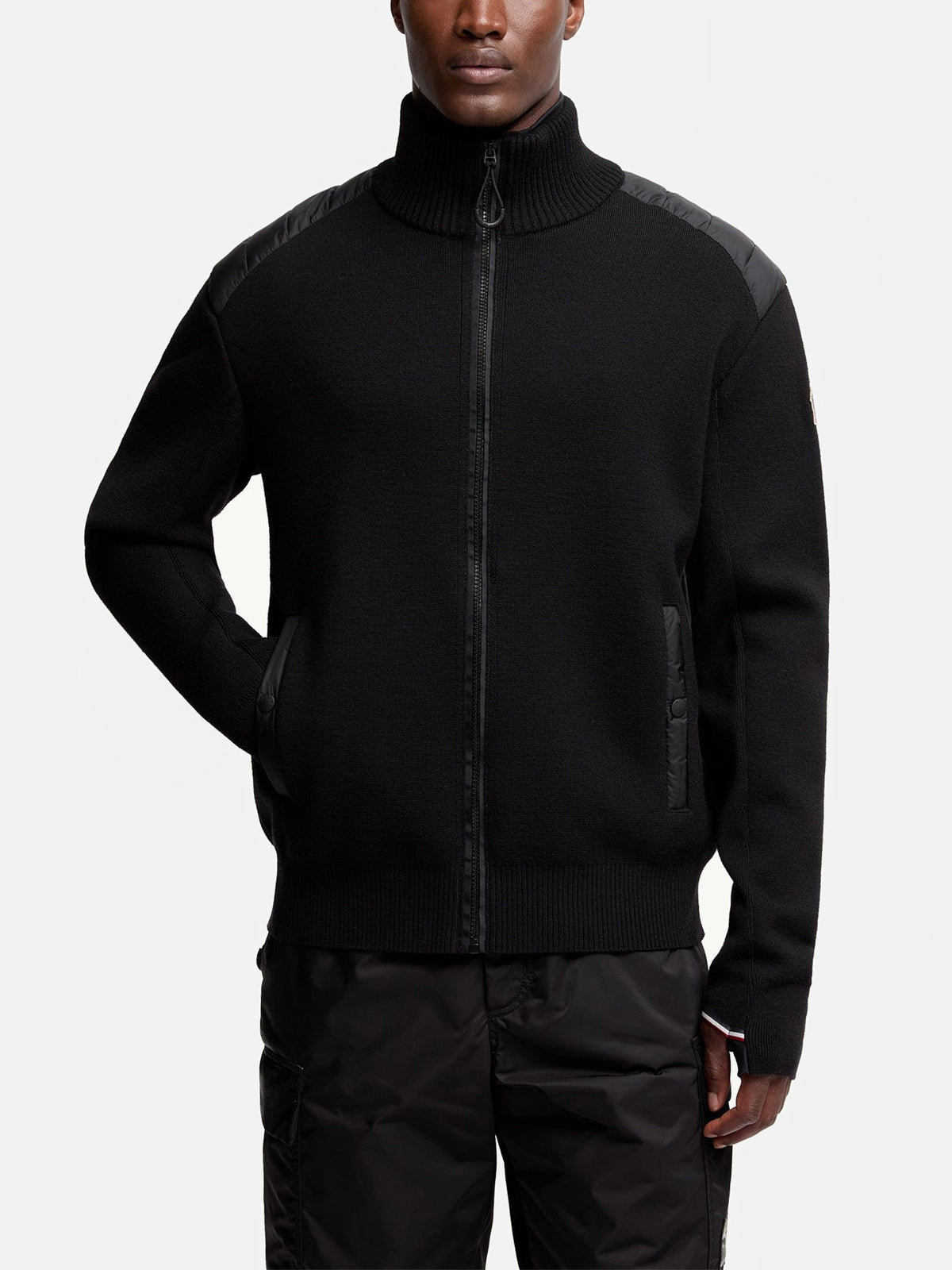 Moncler grenoble Gepolsterte Strickjacke für Herren Schwarz