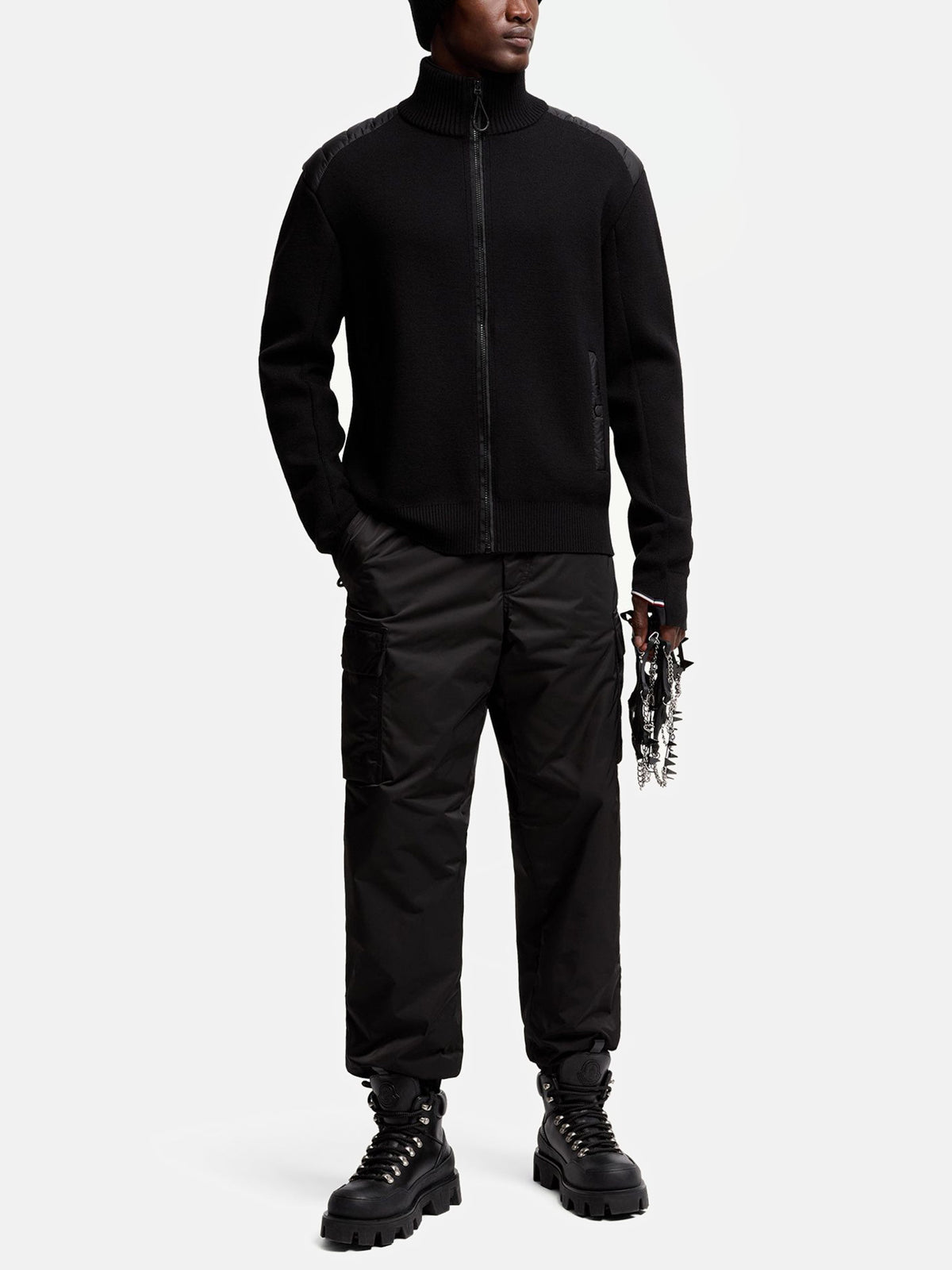 Moncler grenoble Gepolsterte Strickjacke für Herren Schwarz