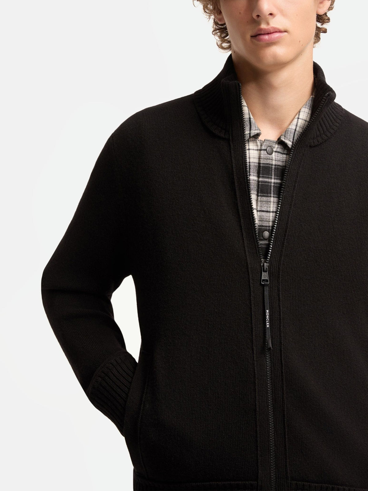 Moncler Strickjacke aus Kaschmir und Wolle für Herren Schwarz