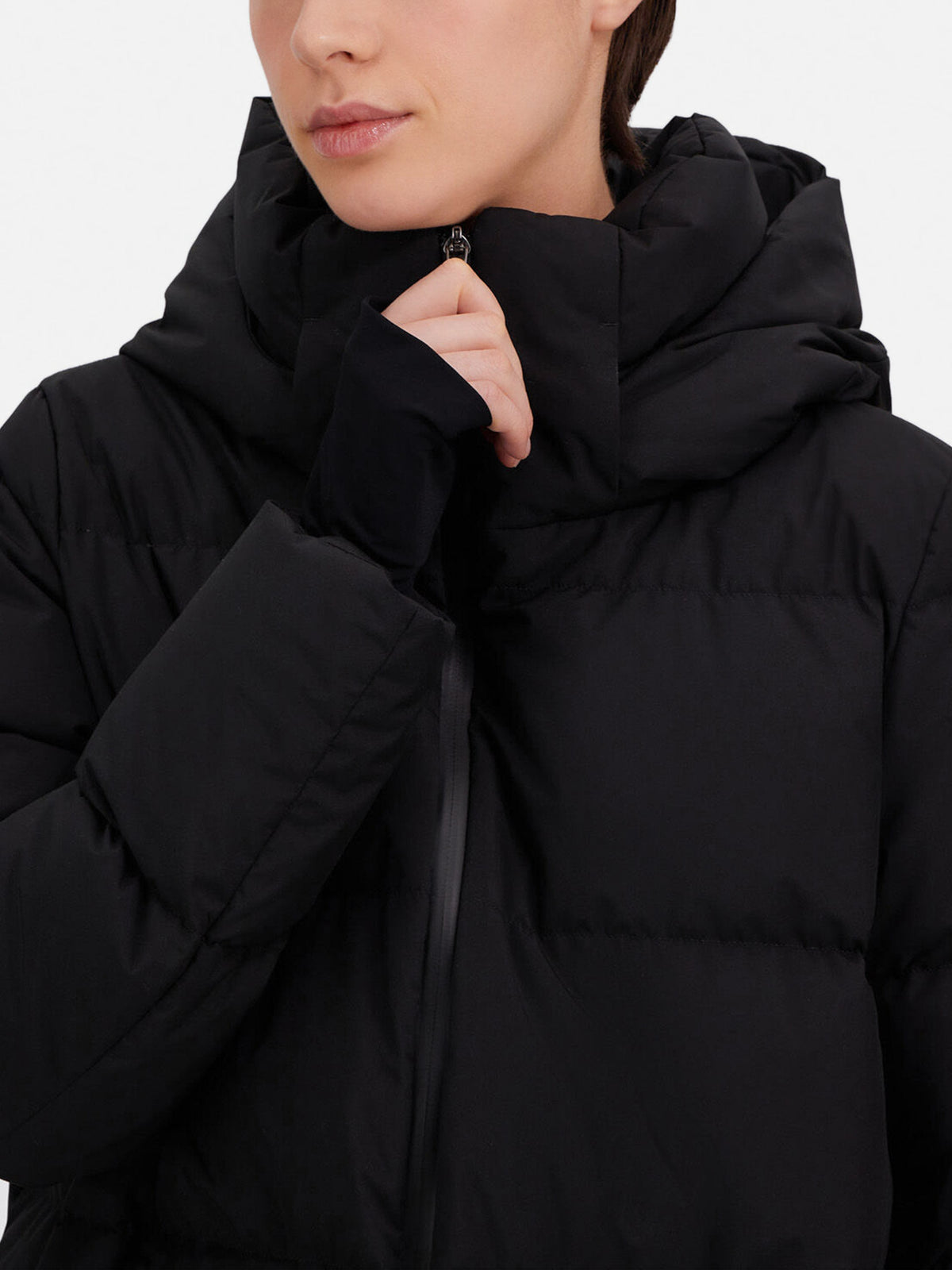 Herno Langer Daunenmantel mit Kapuze für Damen Schwarz