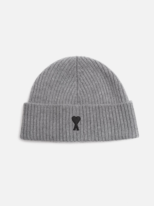 Ami Paris – Mütze aus Wolle mit Ami De Coeur Logo Grau/Schwarz - Grey/Black