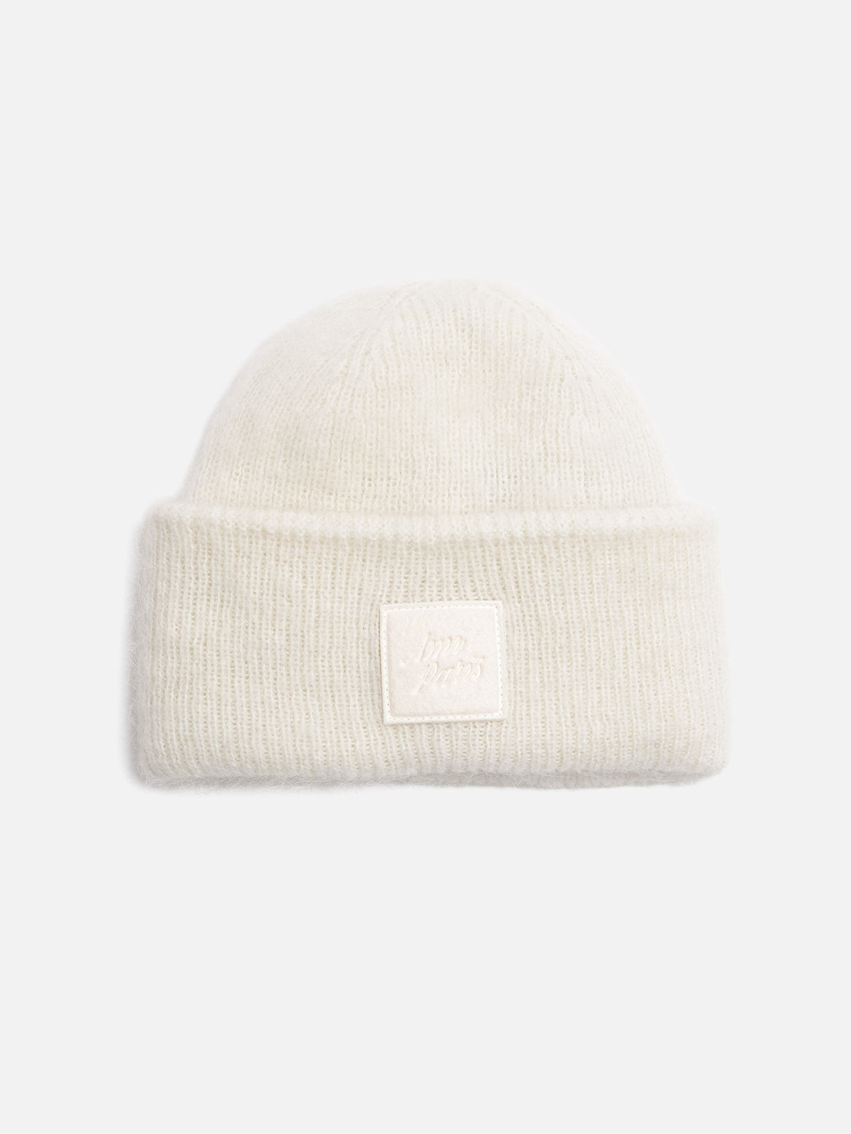 Ami paris Mohair-Beanie mit Logo-Patch Cremeweiß