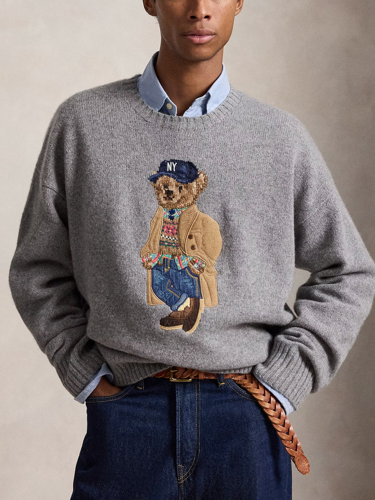 Polo ralph lauren Woll-Kaschmir-Pullover mit Polo Bear Grau