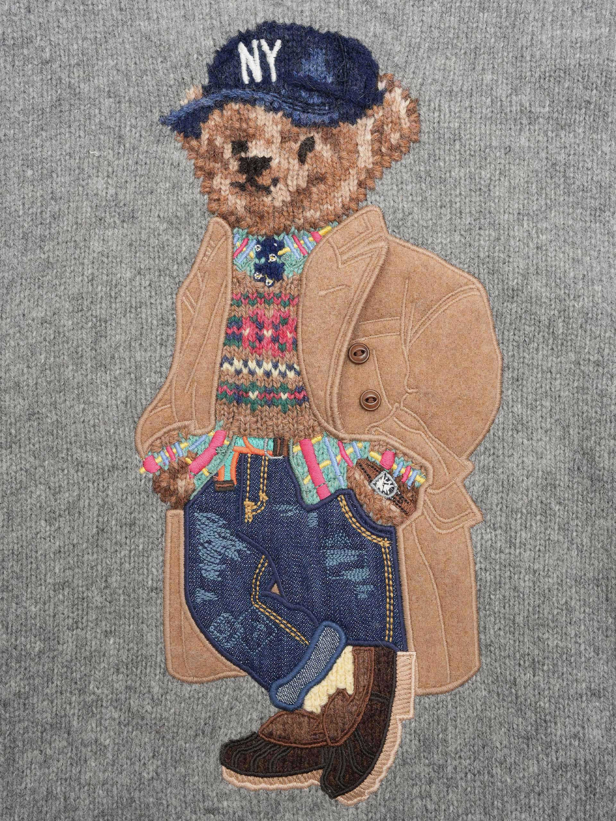 Polo ralph lauren Woll-Kaschmir-Pullover mit Polo Bear Grau