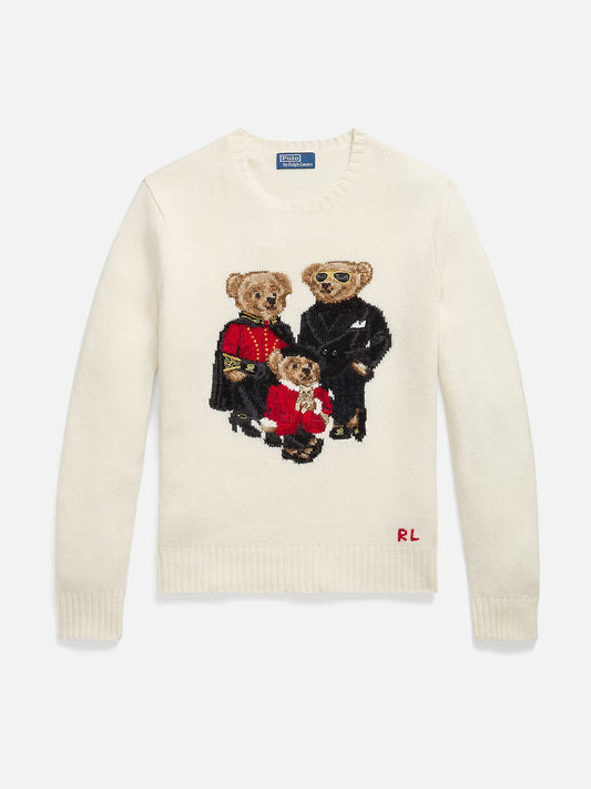 Polo ralph lauren Woll-Kaschmir-Pullover mit Polo Bears Cremeweiß