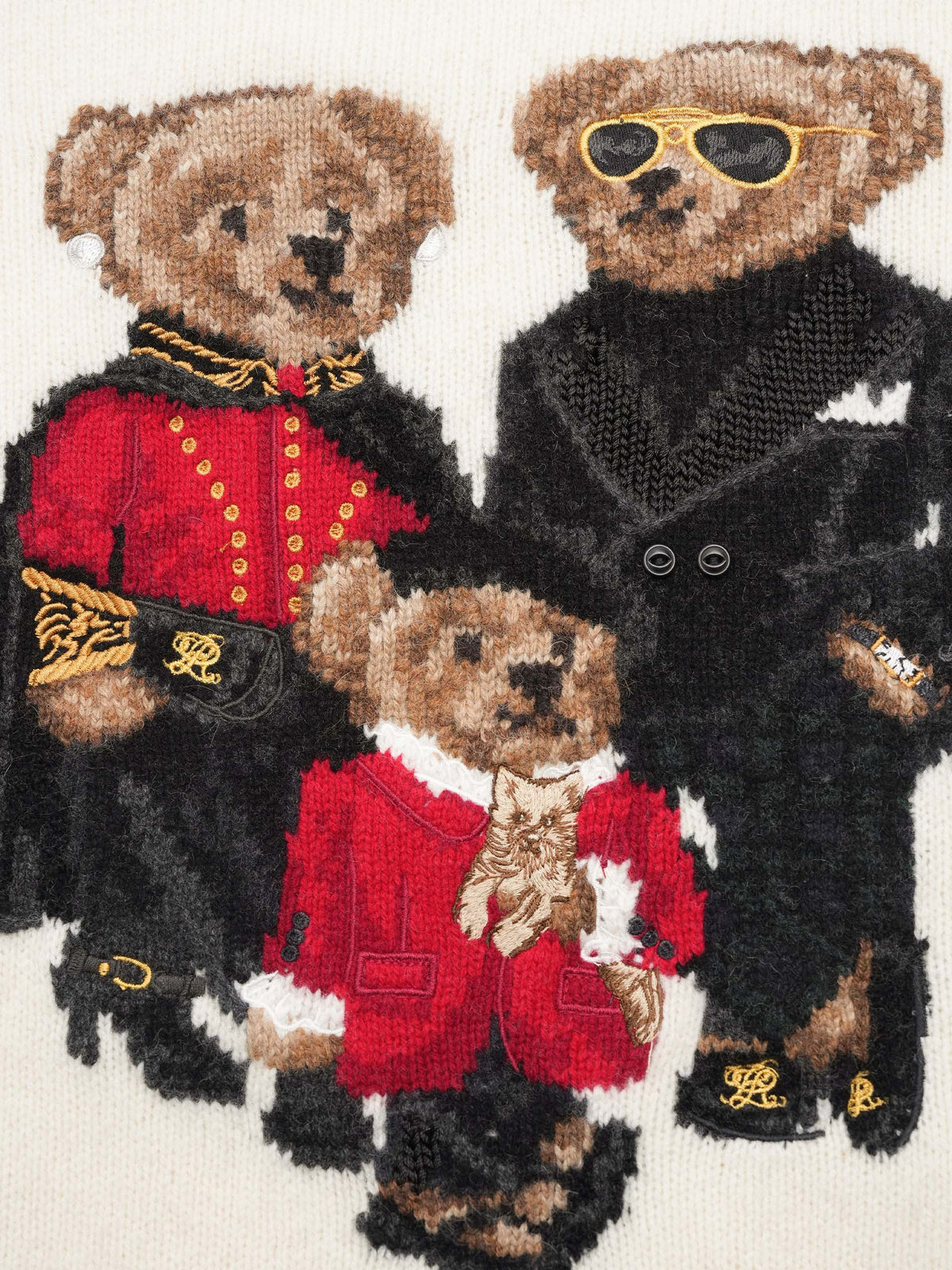 Polo ralph lauren Woll-Kaschmir-Pullover mit Polo Bears Cremeweiß