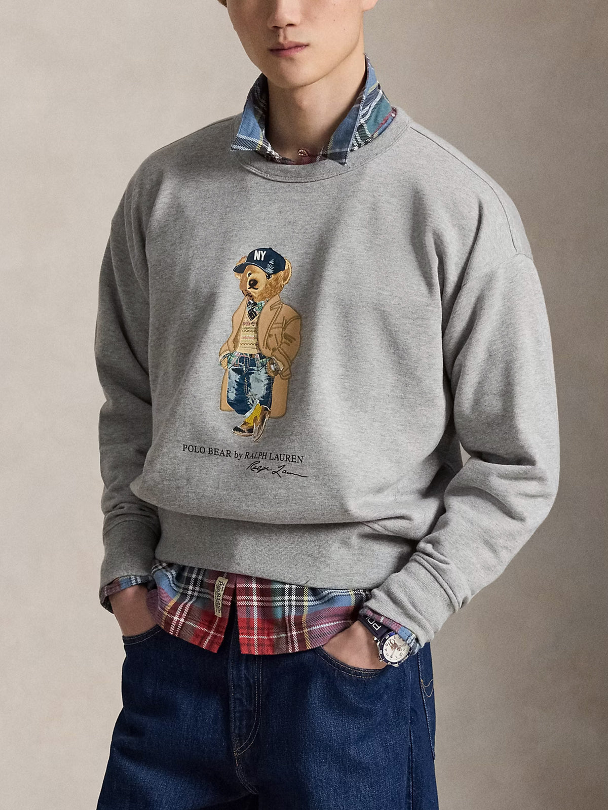 Polo ralph lauren Sweatshirt aus Baumwollfleece mit Polo Bear Hellgrau