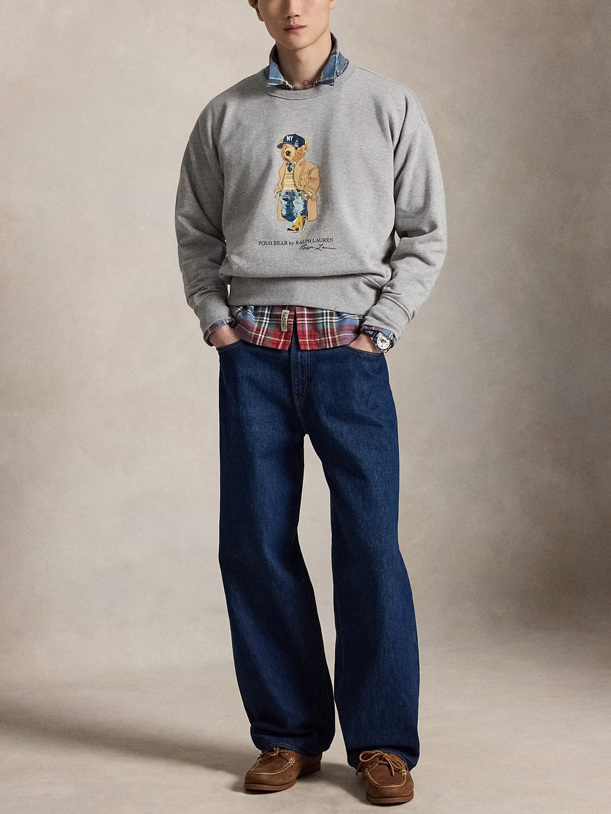 Polo ralph lauren Sweatshirt aus Baumwollfleece mit Polo Bear Hellgrau