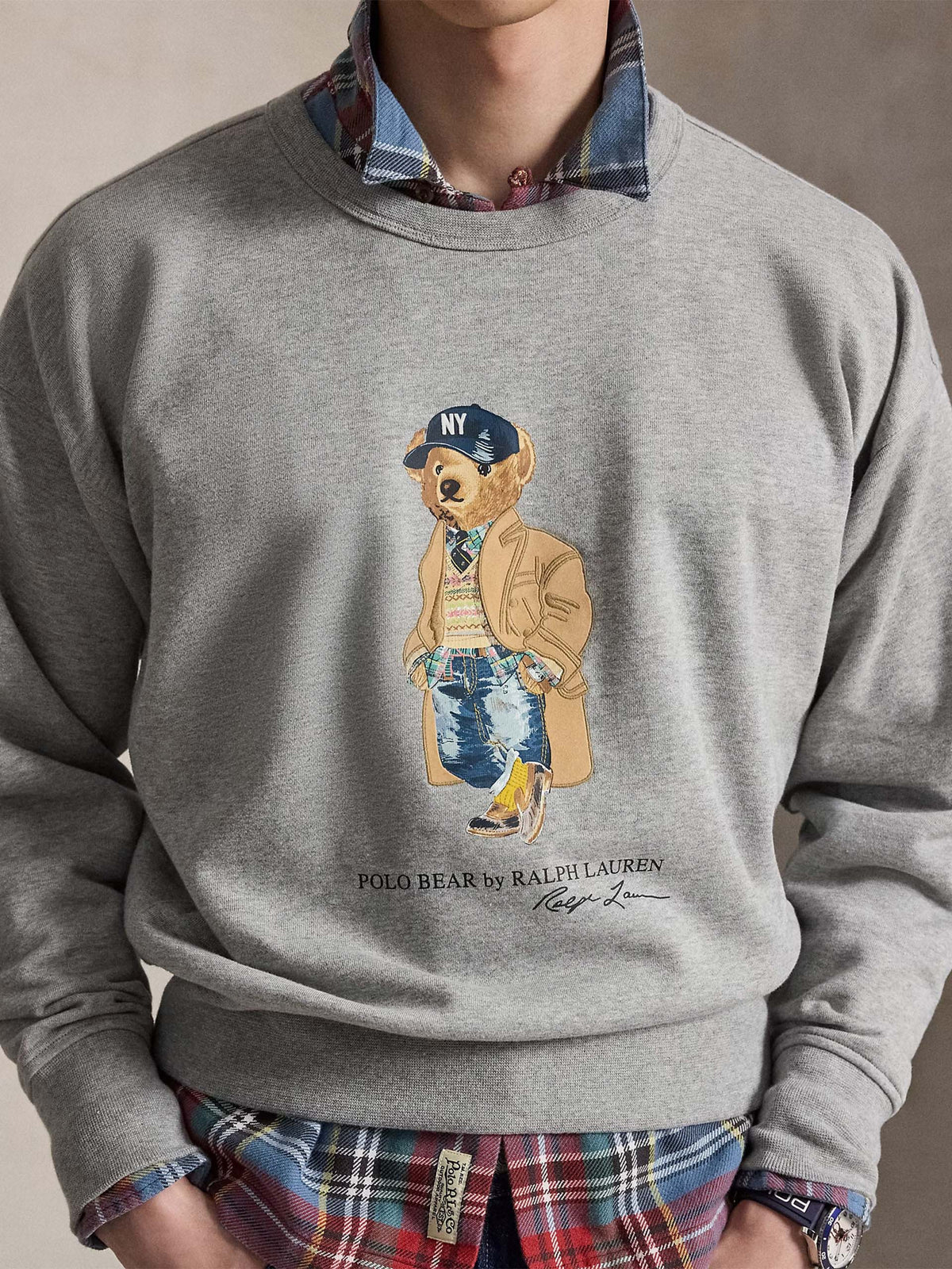 Polo ralph lauren Sweatshirt aus Baumwollfleece mit Polo Bear Hellgrau